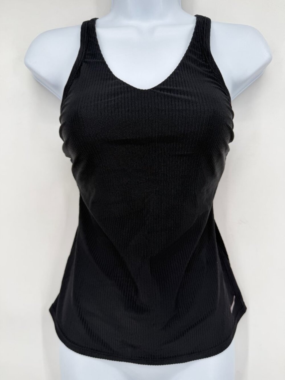Nike Swim Ribbed Black Racerback Tankini Top Size Small